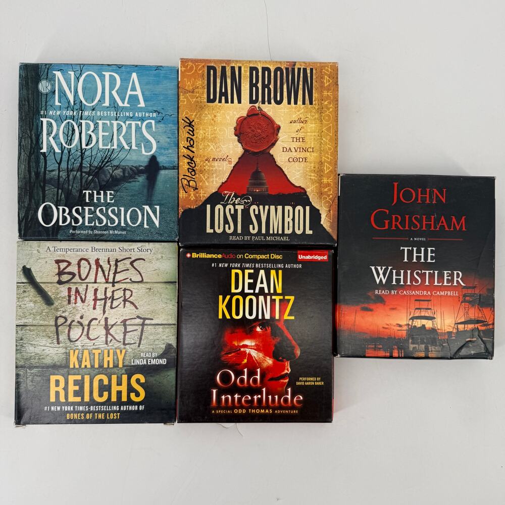Audiobook CD Lot 5 Roberts Brown Grisham Reichs Koontz Mystery Thriller